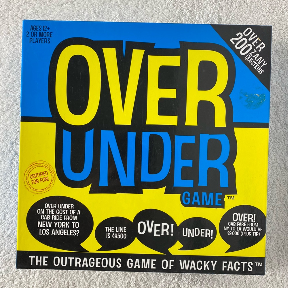 Over Under Game Board Game The Outrageous Game Of Wacky Facts